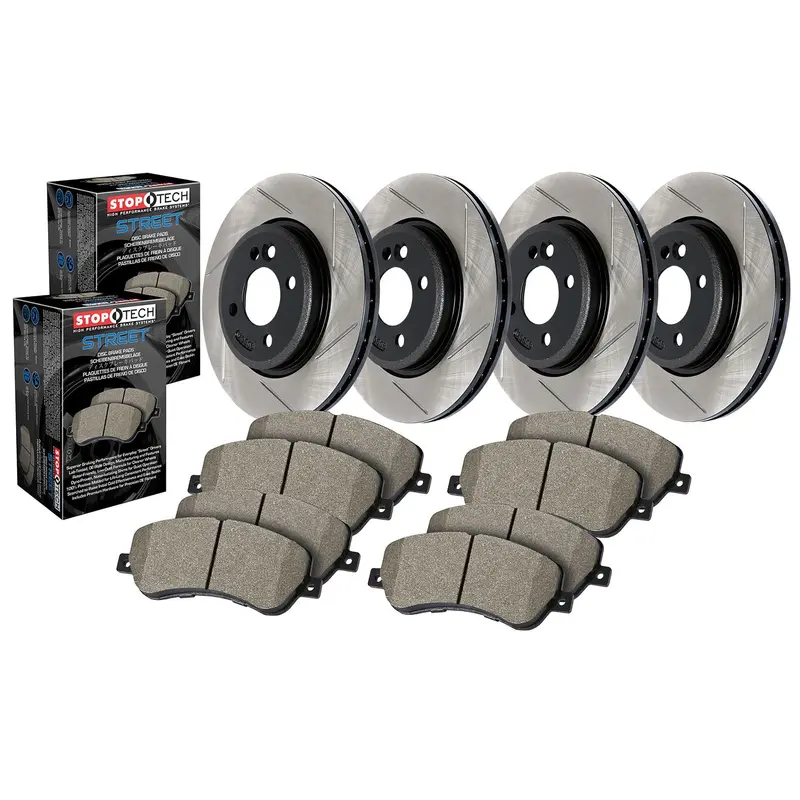 Stoptech Street Axle Pack – Slotted Front And Rear Brake Kit For Enhanced Stopping Power 1
