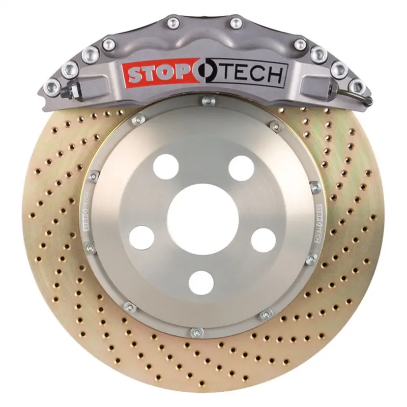 Stoptech Trophy Sport Big Brake Kit – Front, Silver Calipers With Drilled Two-Piece Rotors 1