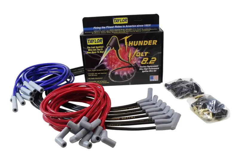 Taylor Cable Thundervolt 8.2Mm Red Ignition Wire Set – Stock-Length, 180° Plug Boots 1
